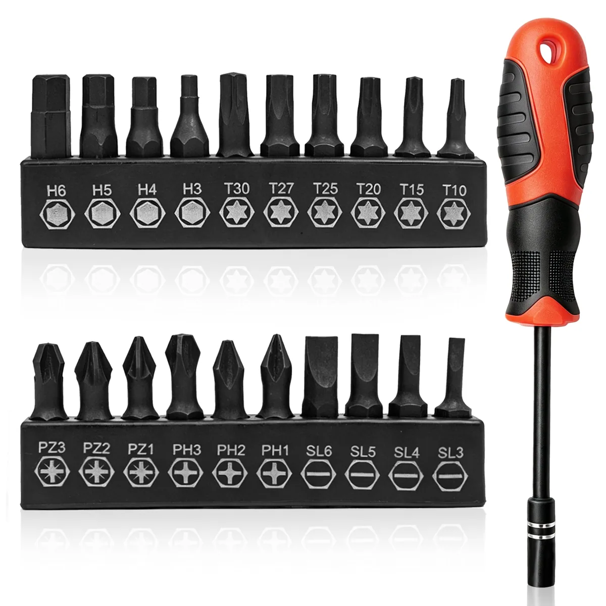 AIDMAPS Screwdriver Bit Set, 21-Piece Star and Hex Bits with Magnetic Holder