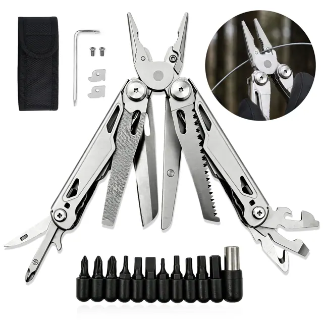 AIDMAPS Multitool Pliers 30-in-1 Stainless Steel Multi Tool with 12-Piece Bit Set and Sheath